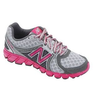 New Balance Big Girls’ Pink Silver Sneakers